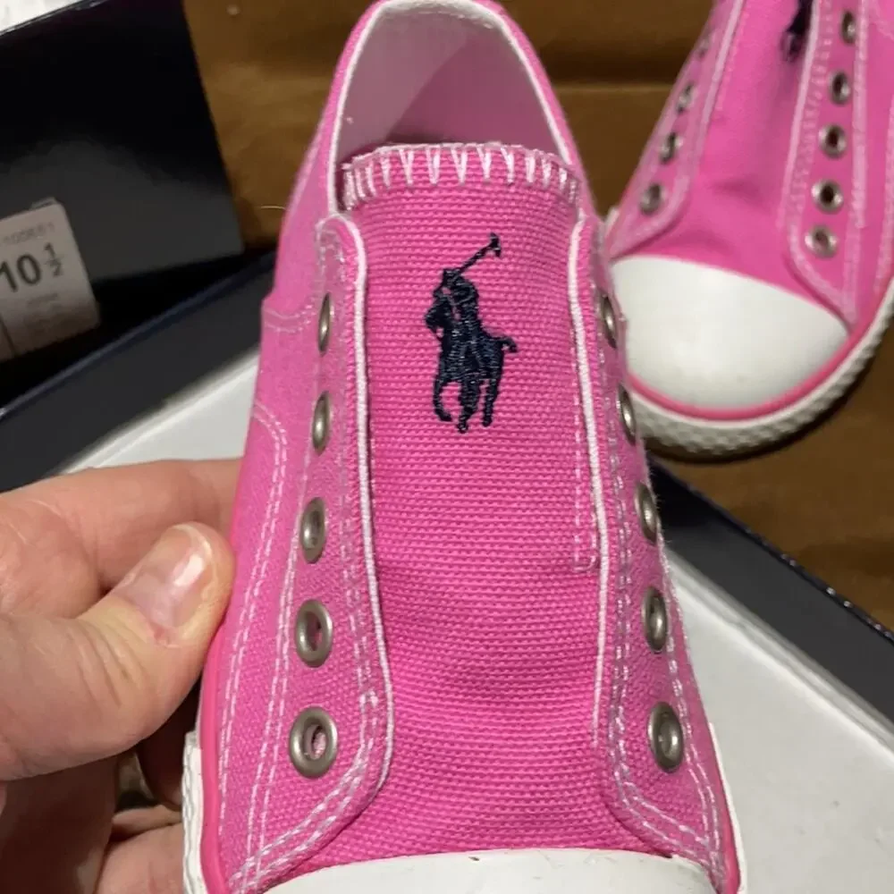 Ralph Lauren 10.5 hot pink slip on tennis shoe euc